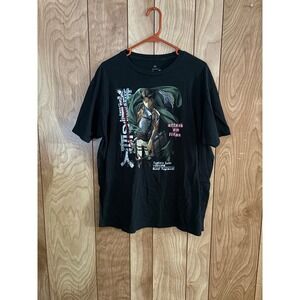 Ripple Junction Attack on Titan Captain Levi Scout Regiment Black Tee Mens XL